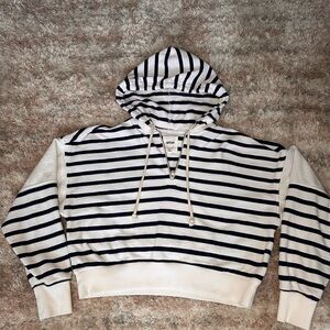 Aerie Navy and White Striped Hoodie